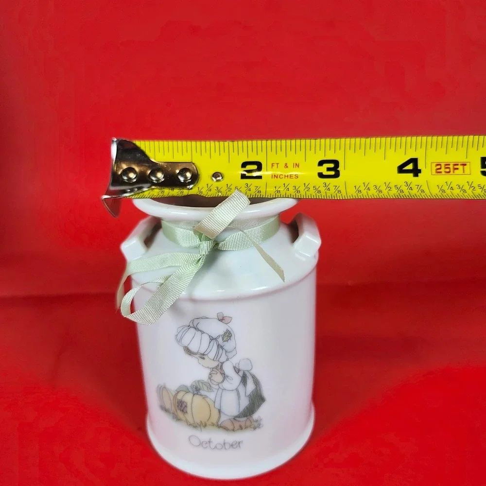 Precious Moments October Milk Can Jar Enesco Ceramic 1988‎ Fall Harvest Decor